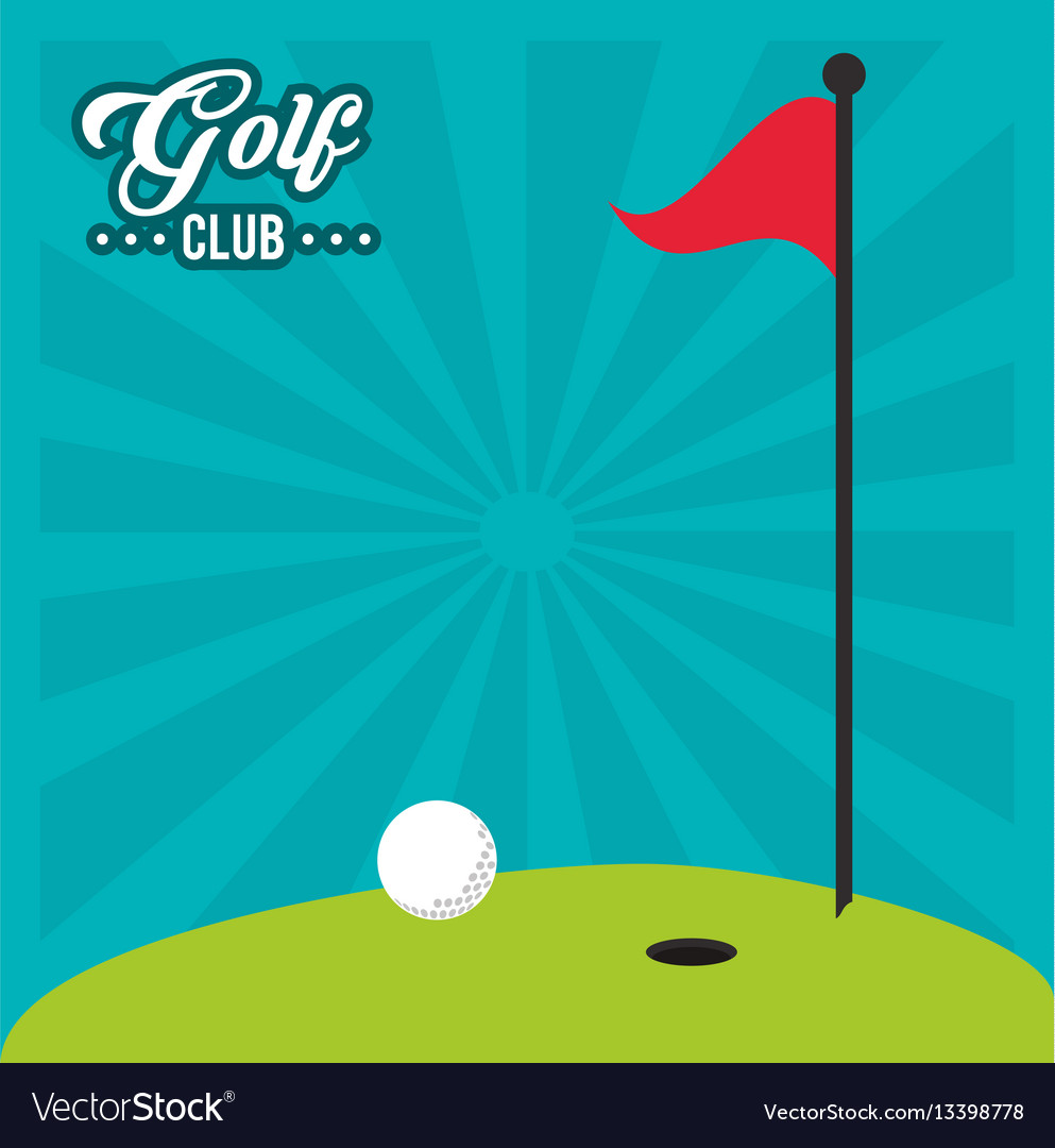 Golf club red flag hole in one field