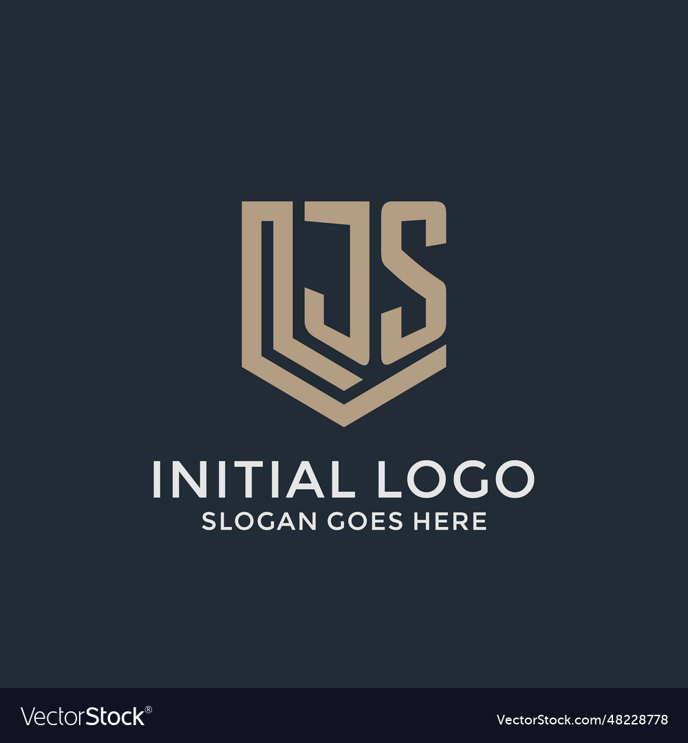 Initial js logo shield guard shapes idea