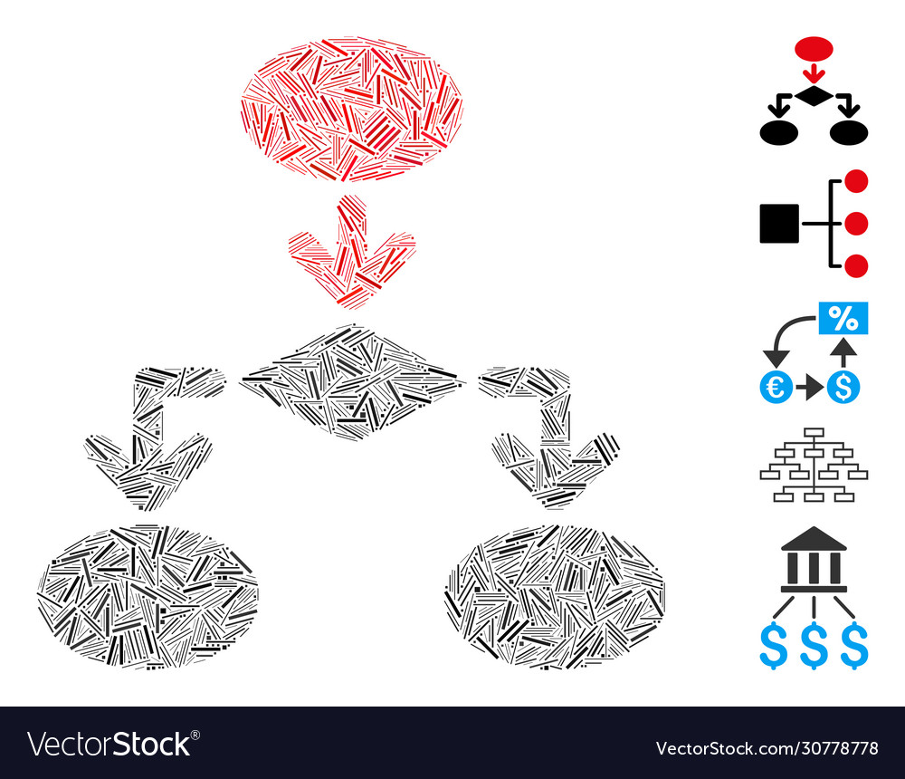 Linear flowchart icon mosaic vector image Linear flowchart icon mosaic