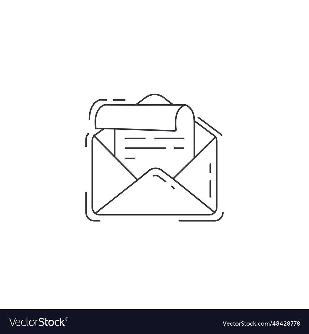 Mail open envelope outline icon email thin line