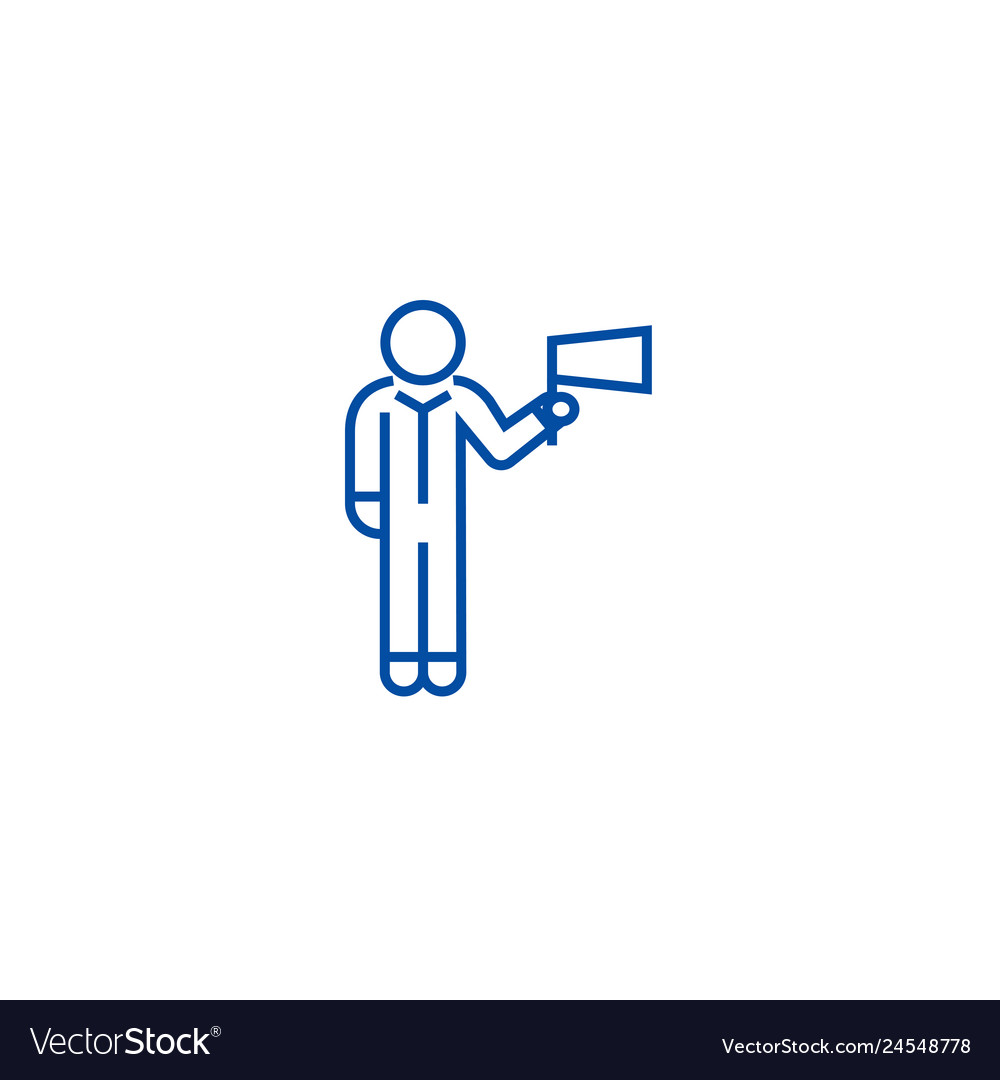 Man with flag line icon concept vector image Man with flag line icon concept