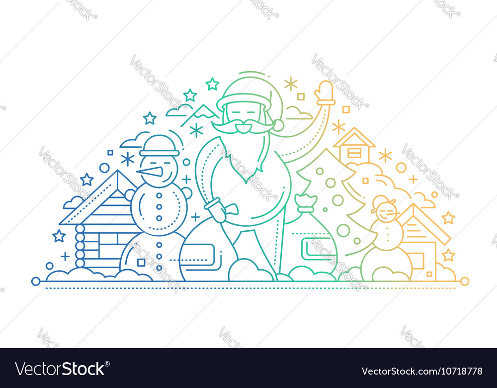 Merry christmas and happy new year - line design Vector Image