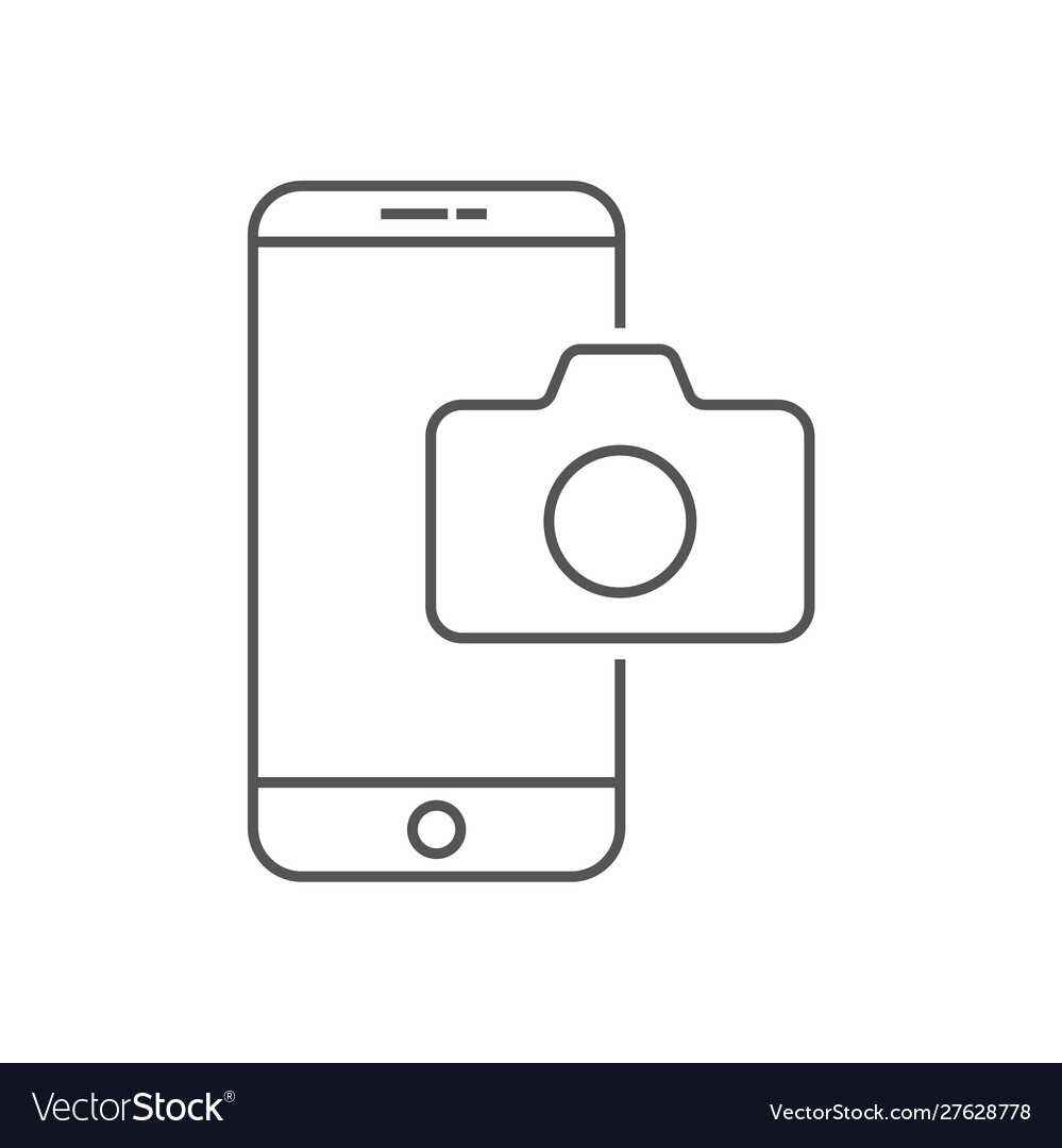 Mobile Phone Photography Camera Line Icon Outline Vector Image