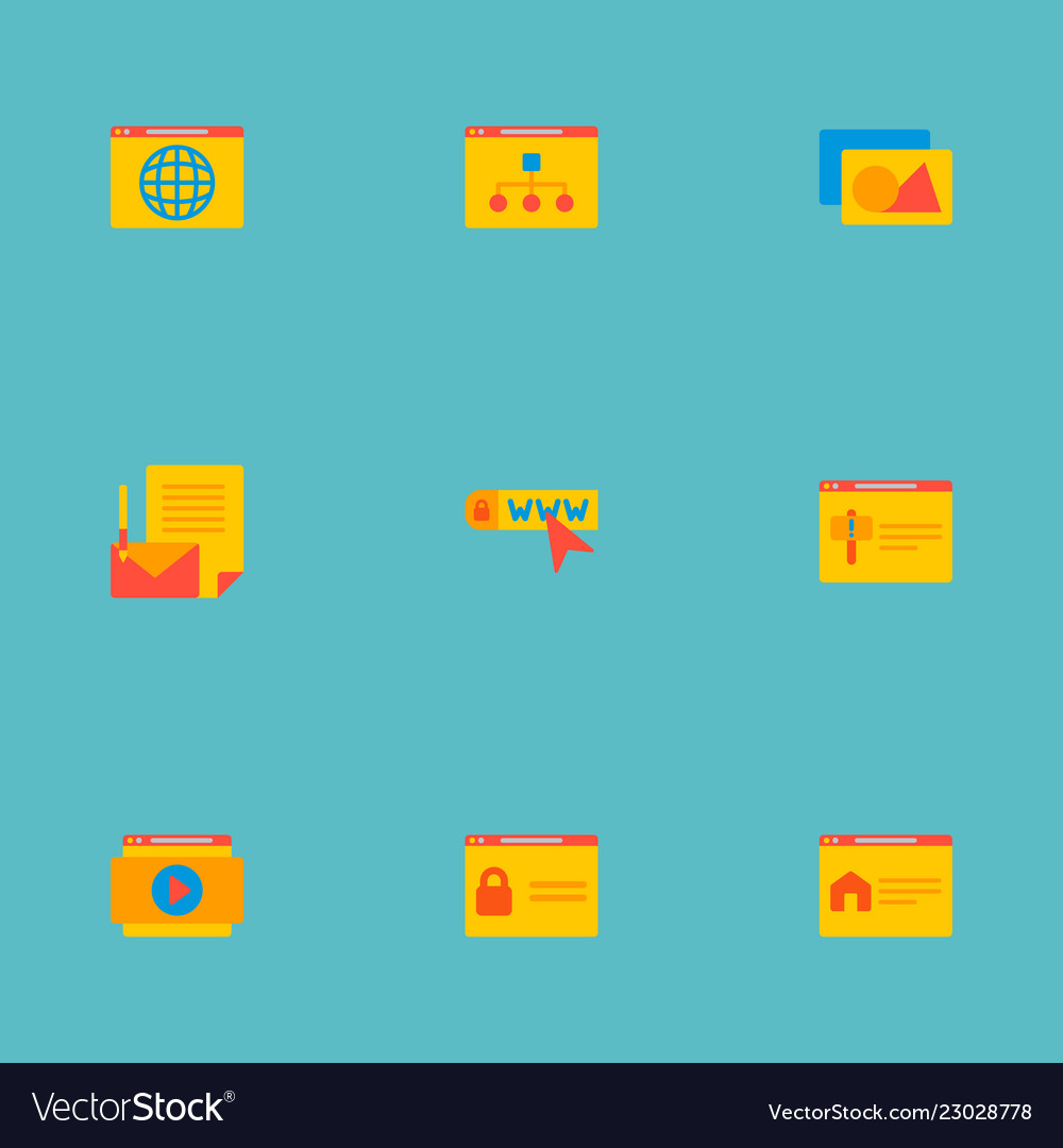 Set of website development icons flat style vector image Set of website development icons flat style