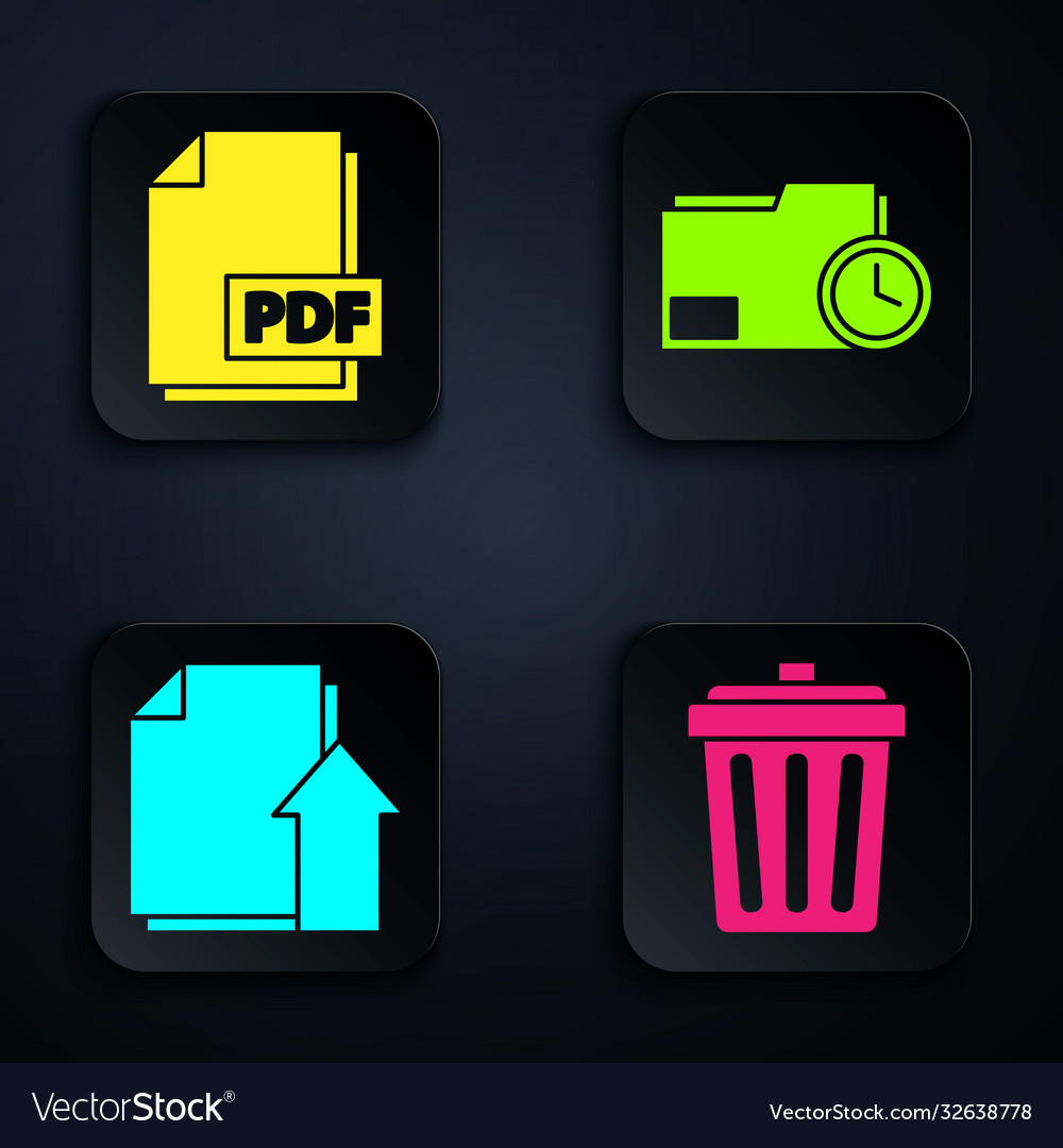Set trash can pdf file document upload vector image Set trash can pdf file document upload