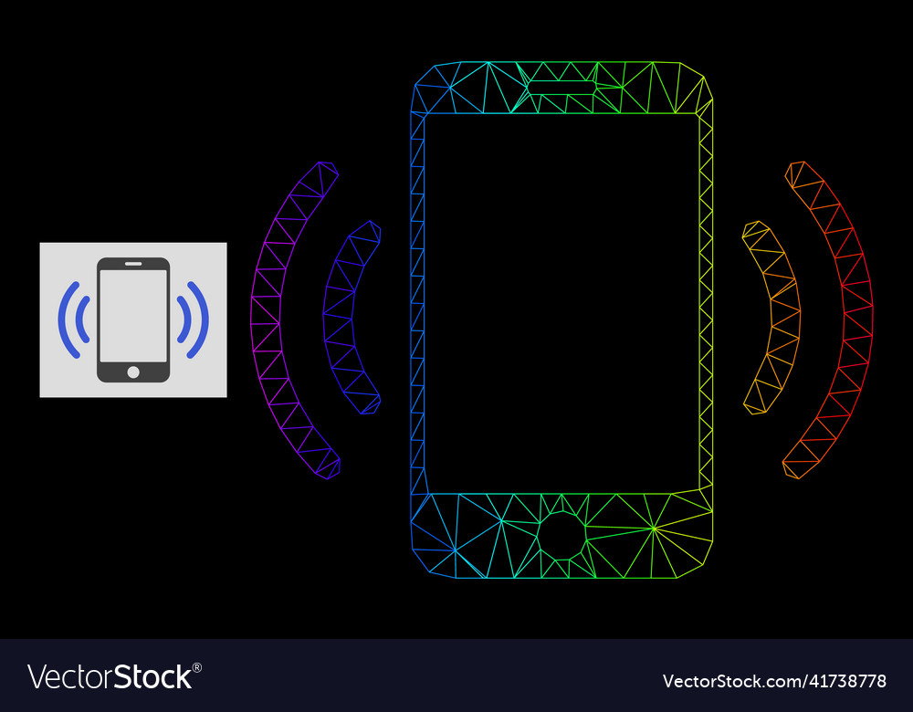 Spectrum gradiented polygonal network cellphone vector image Spectrum gradiented polygonal network cellphone