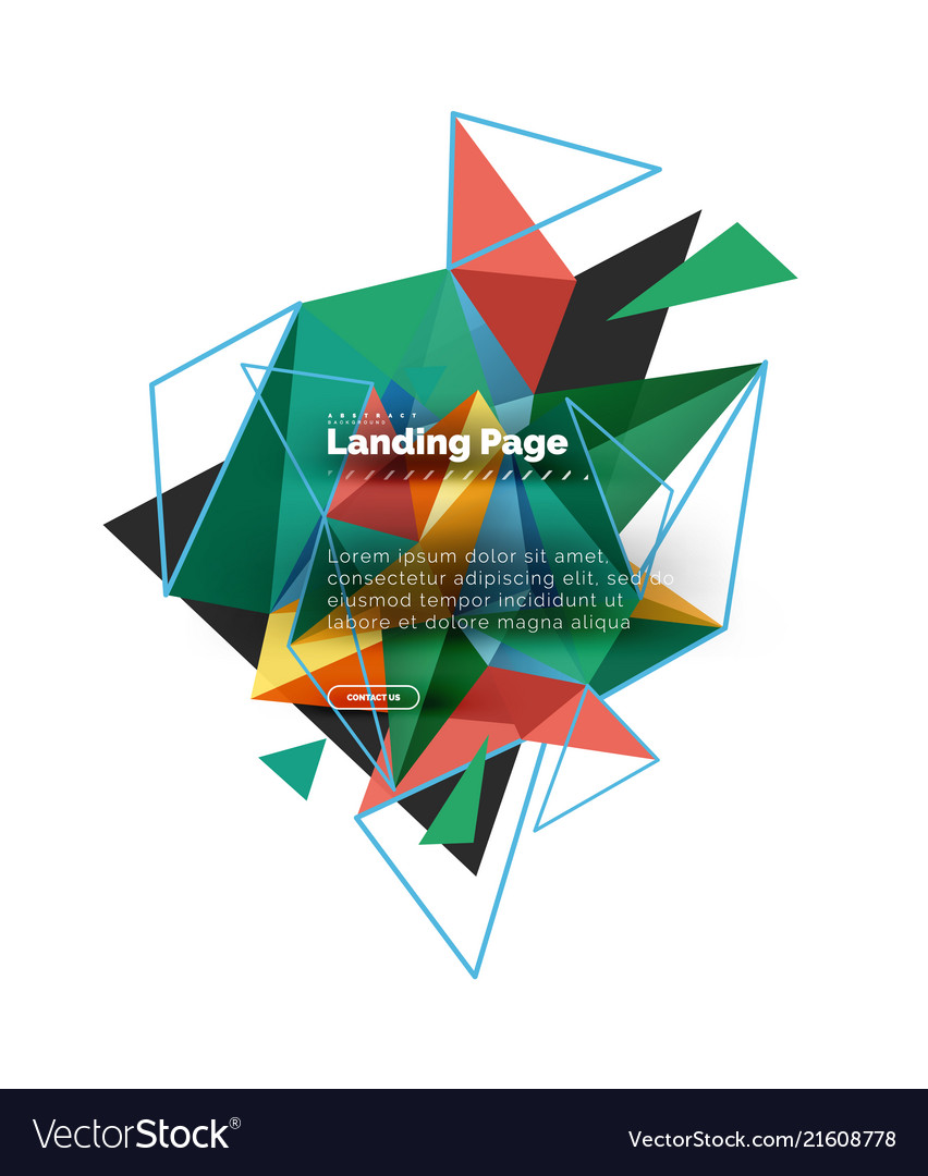 Triangular design abstract background landing vector image Triangular design abstract background landing