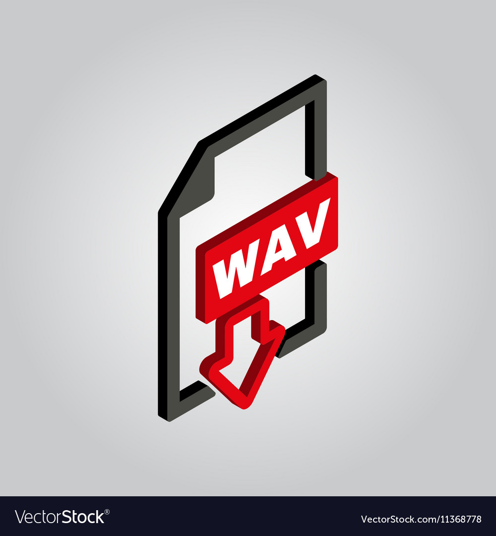 Wav icon3d isometric file audio format symbol