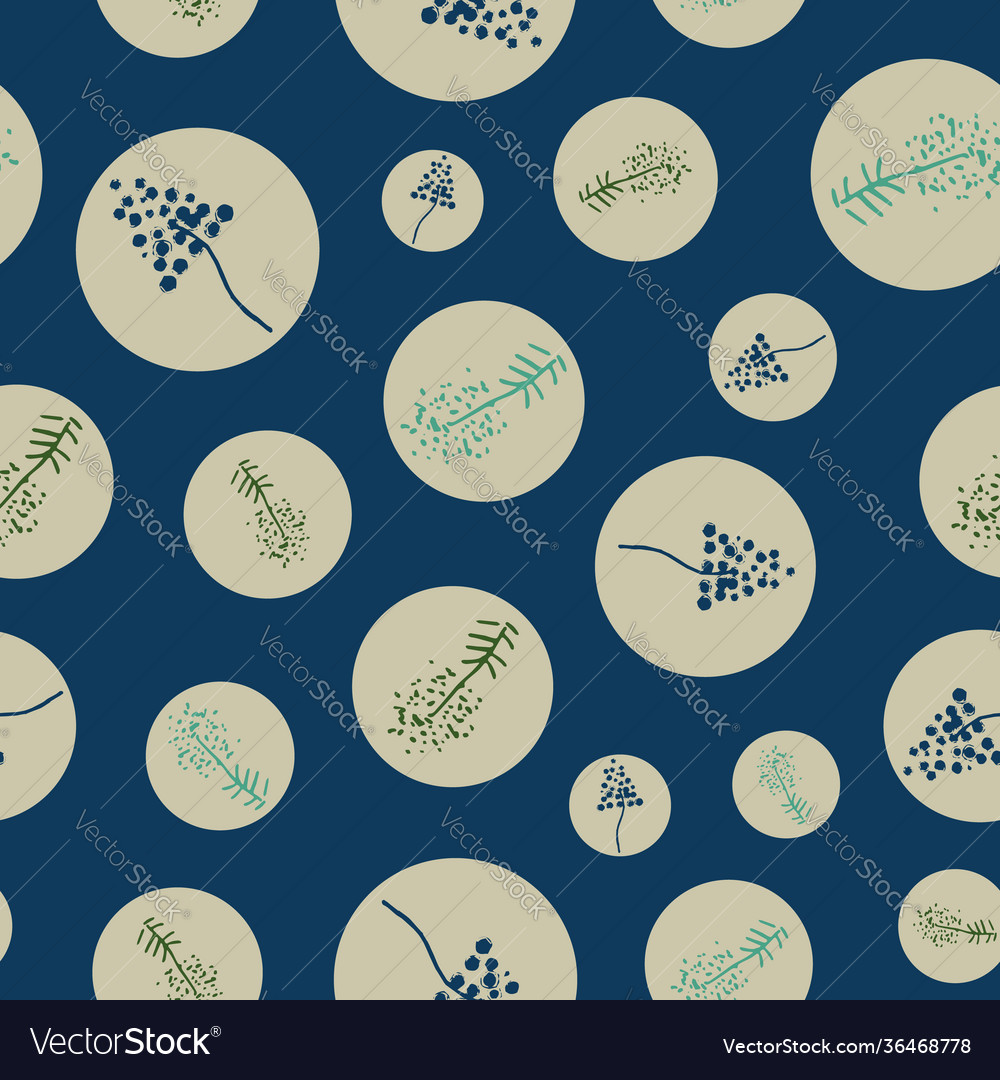 Wild flowers in dots repeat pattern print vector image Wild flowers in dots repeat pattern print