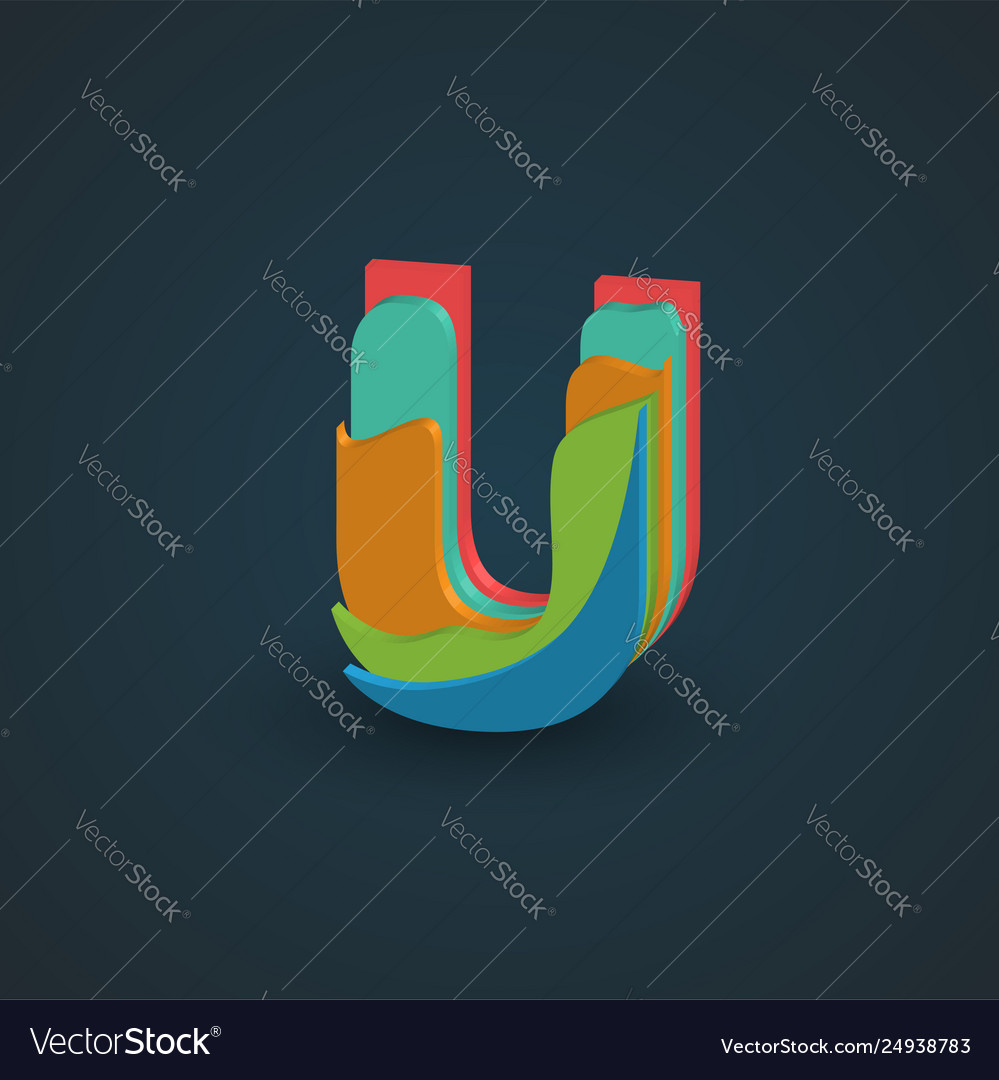 3d colorful layered character from a fontset