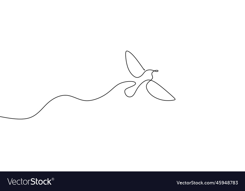 Flying bird continuous line drawing element