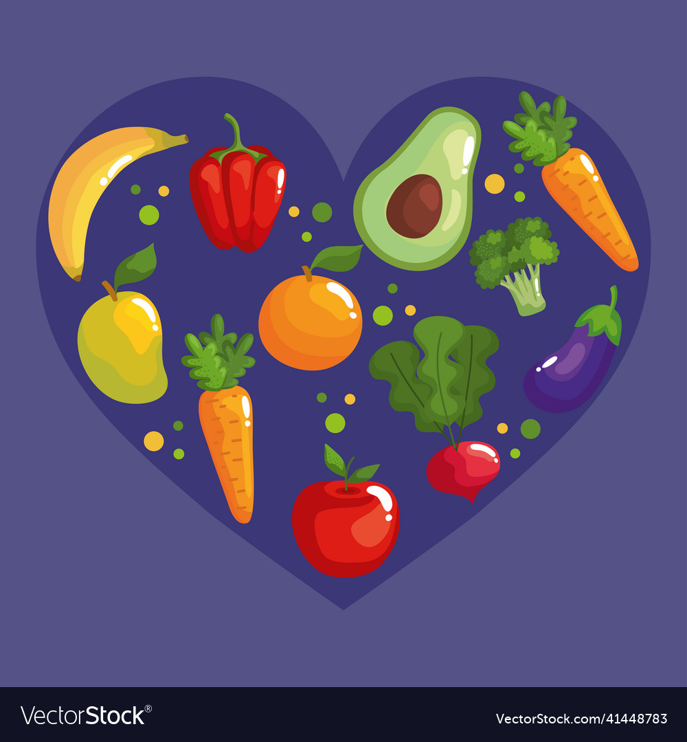 Healthy food in heart Royalty Free Vector Image