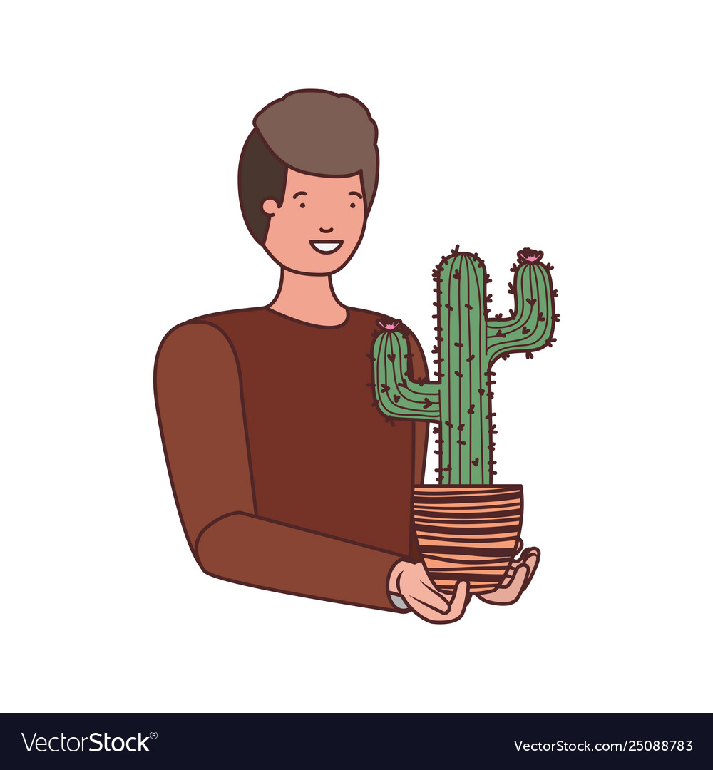 Man with cactus avatar character Vector Image Man with cactus avatar character