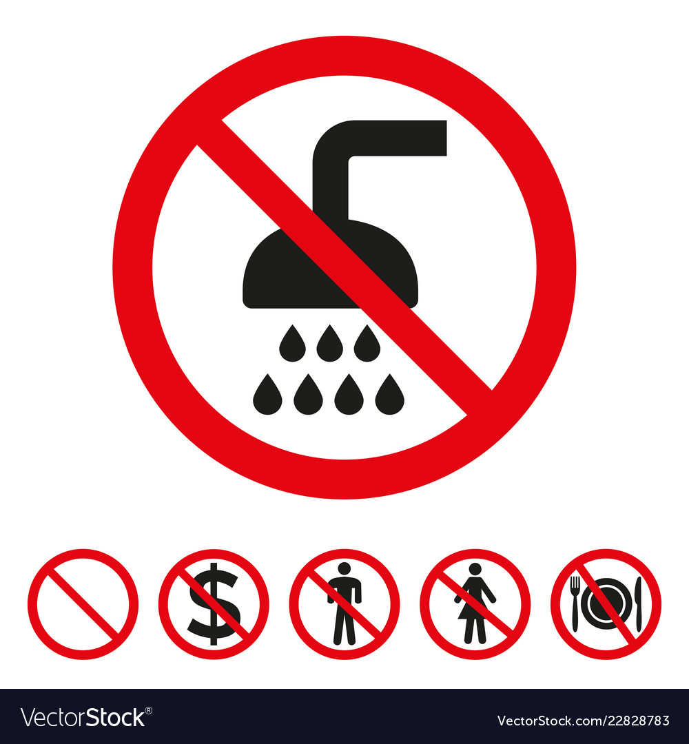 No shower sign on white background Royalty Free Vector Image