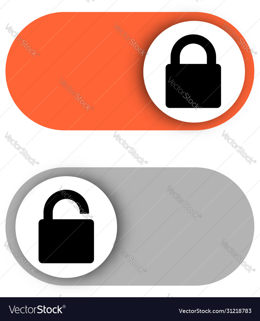 On and off toggle switch buttons - lock vector image On and off toggle switch buttons - lock