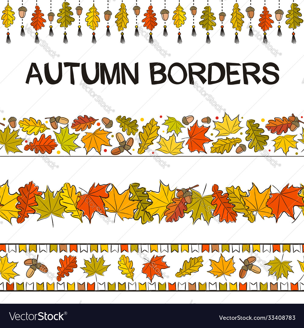 Seamless autumn patterns for frames and borders vector image Seamless autumn patterns for frames and borders