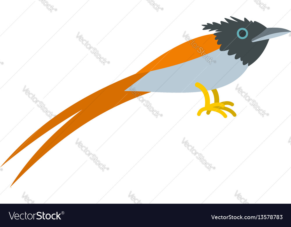 Terpsiphone paradisi icon flat style Royalty Free Vector