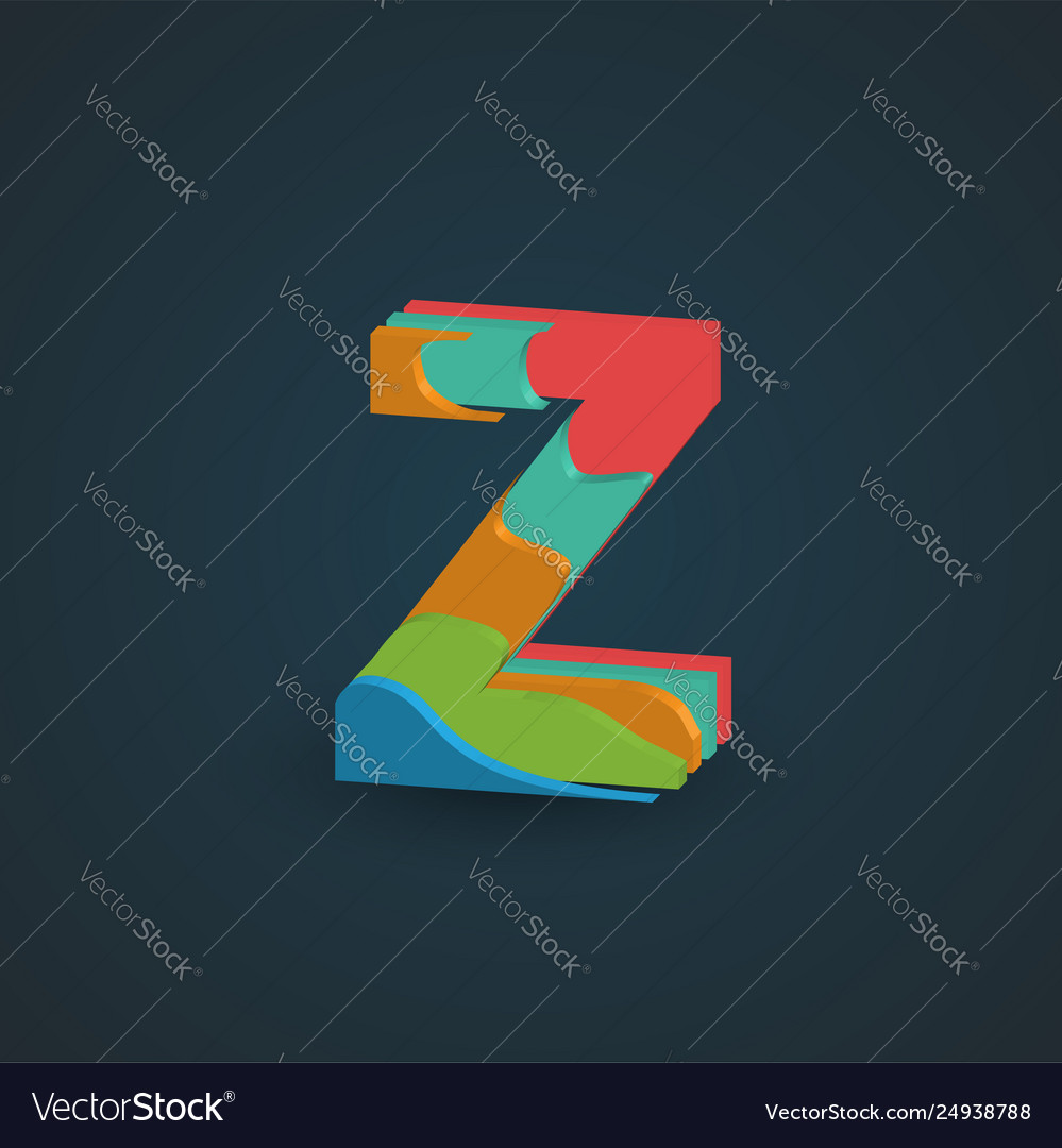 3d colorful layered character from a fontset vector image 3d colorful layered character from a fontset