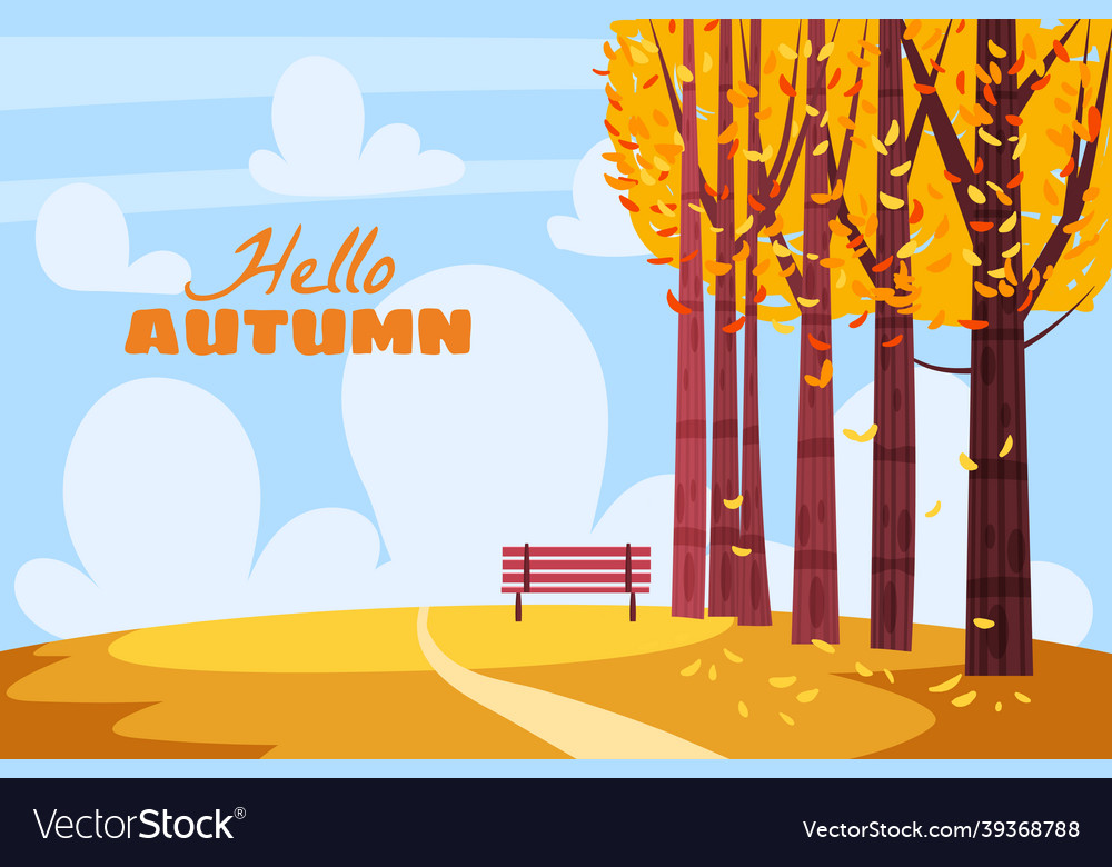 Herbst Landschaft Stadtpark mit Text hallo