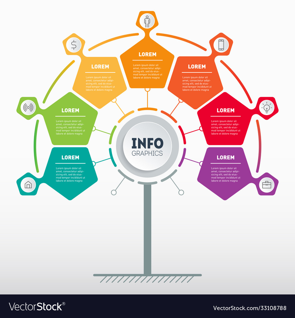 Business presentation concept with 7 options web Vector Image