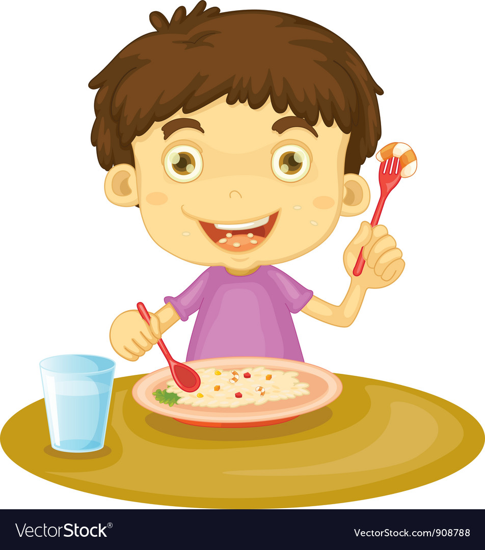 Child Eating Royalty Free Vector Image Vectorstock