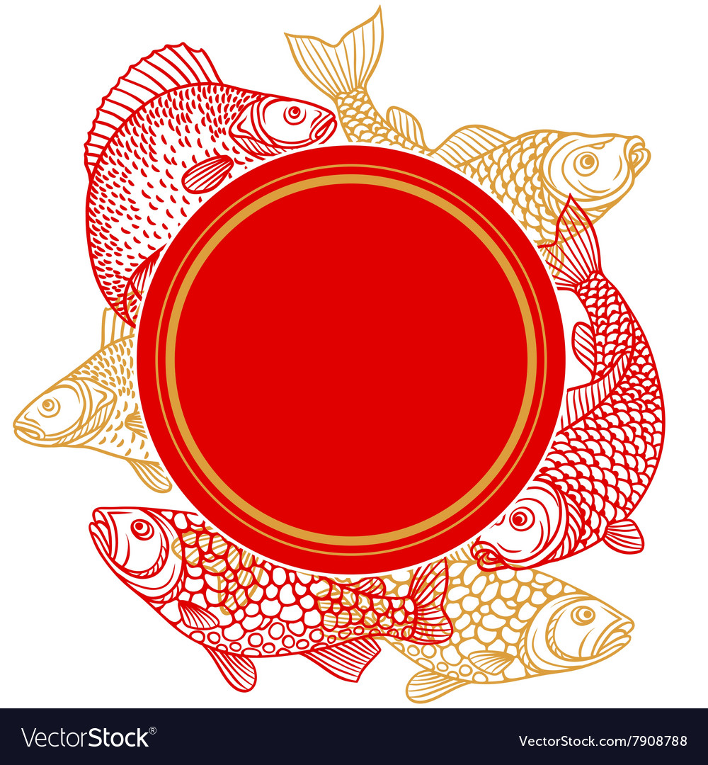 Circle frame with decorative fish image