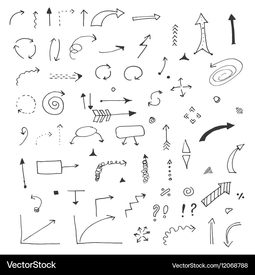 Doodle arrows Royalty Free Vector Image - VectorStock