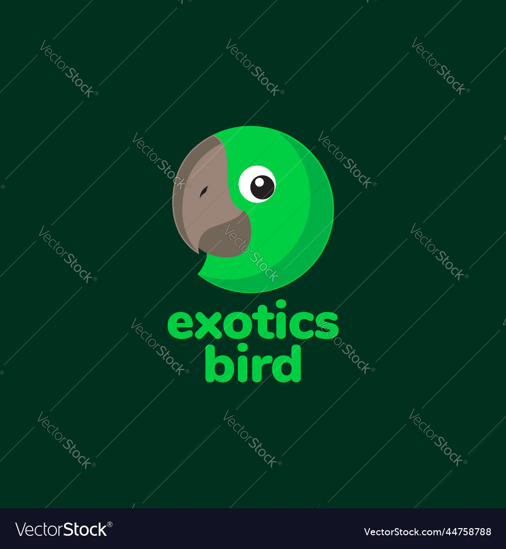 Exotic bird lovebird geometric abstract green