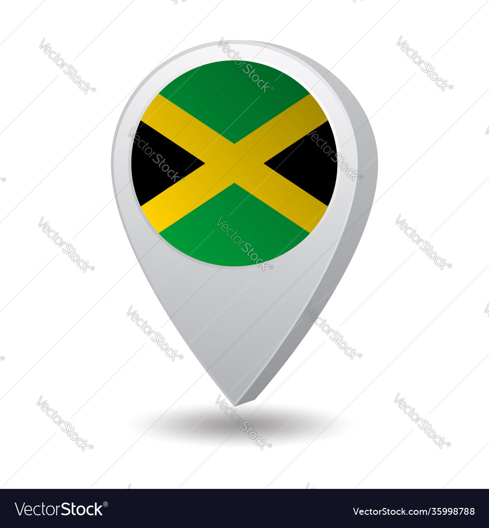 Flag Jamaica On Marker Map Royalty Free Vector Image