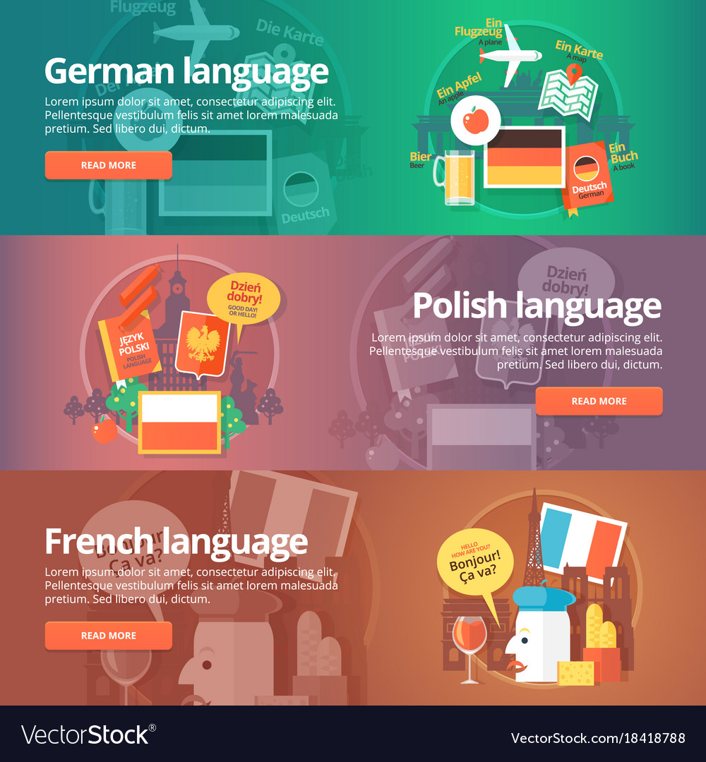 Foreign languages learning banner set design
