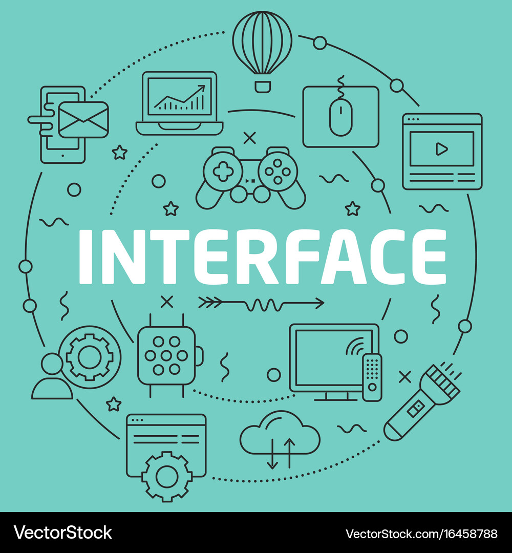 Green line flat circle interface Royalty Free Vector Image