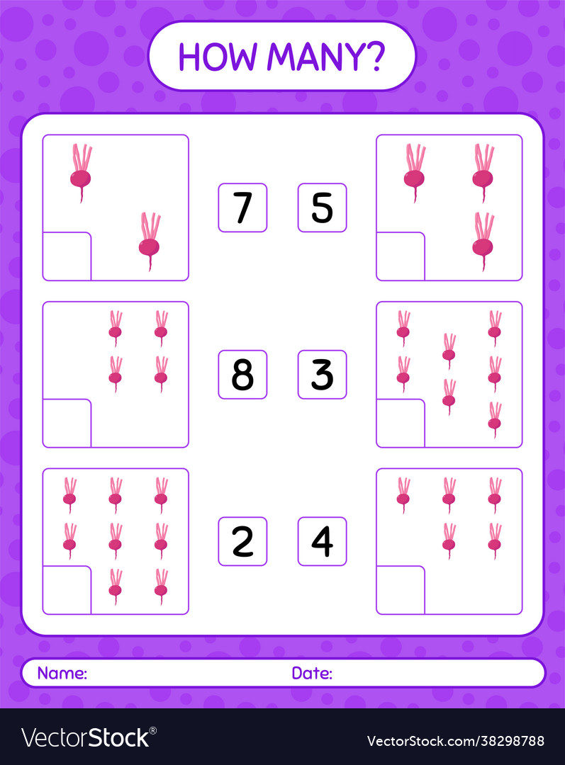 How many counting game with turnip worksheet