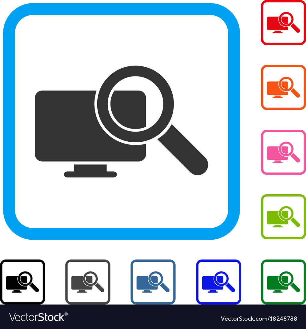 Search computer framed icon Royalty Free Vector Image