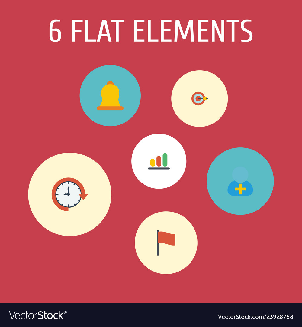Set of project icons flat style symbols with flag vector image Set of project icons flat style symbols with flag