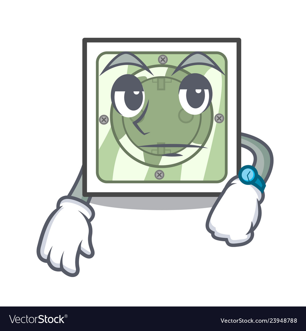 Waiting power socket isolated with in mascot Vector Image Waiting power socket isolated with in mascot
