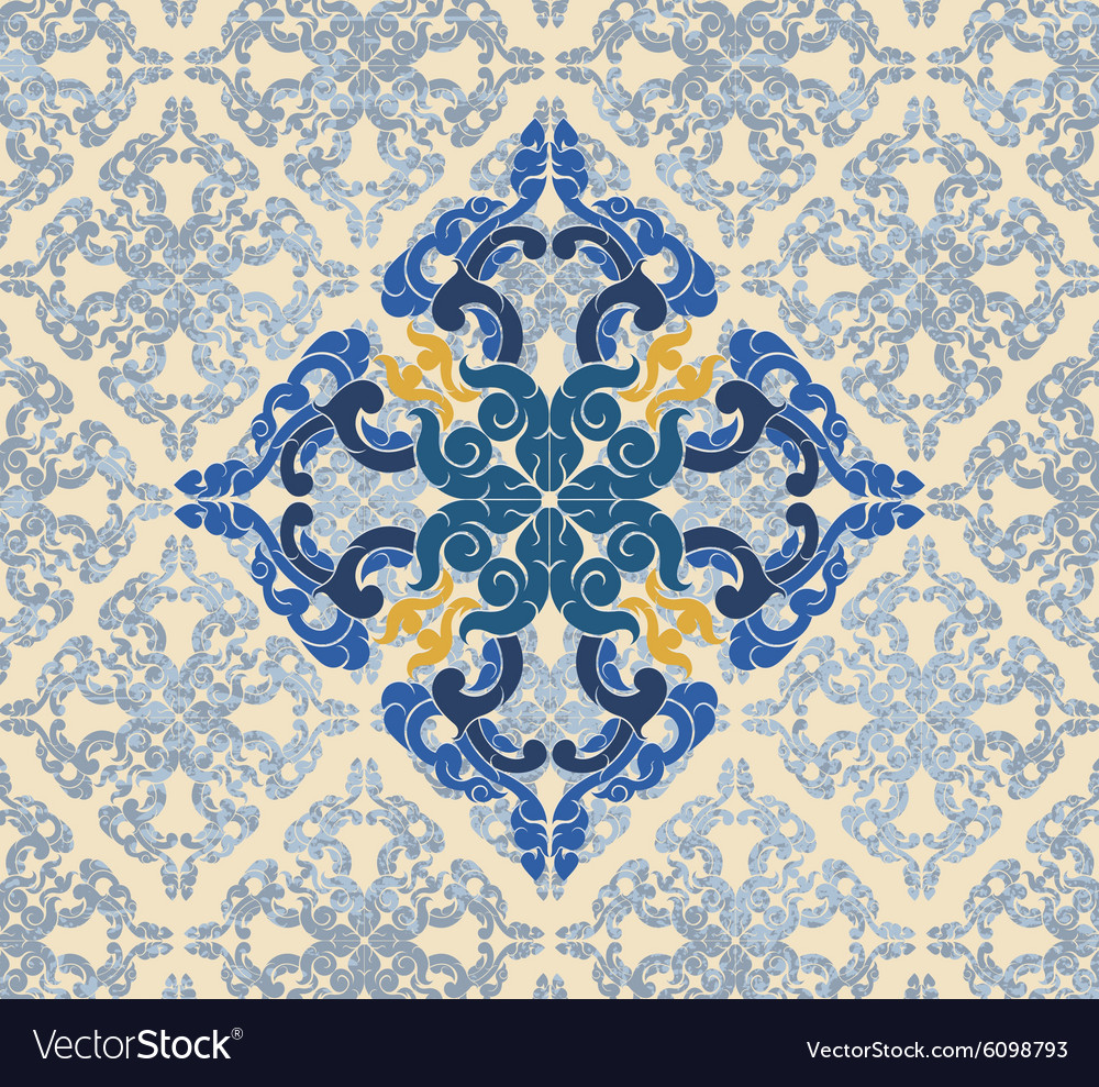 Blue art floral vintage