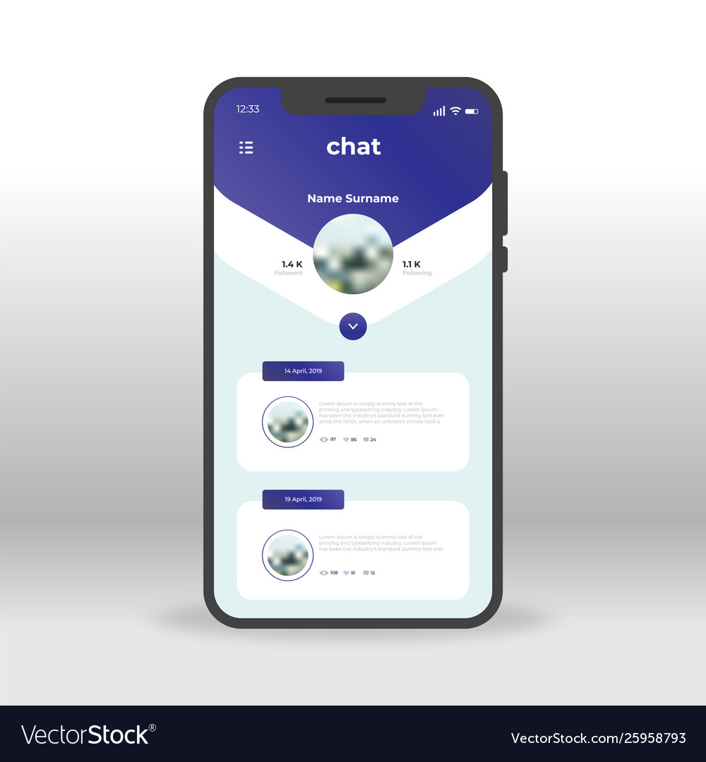 Blue Live Chat Ui Ux Gui Screen For Mobile Apps Vector Image