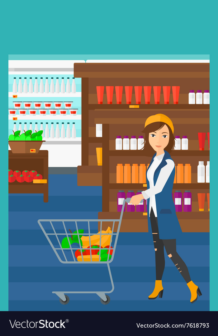 Customer with trolley Royalty Free Vector Image