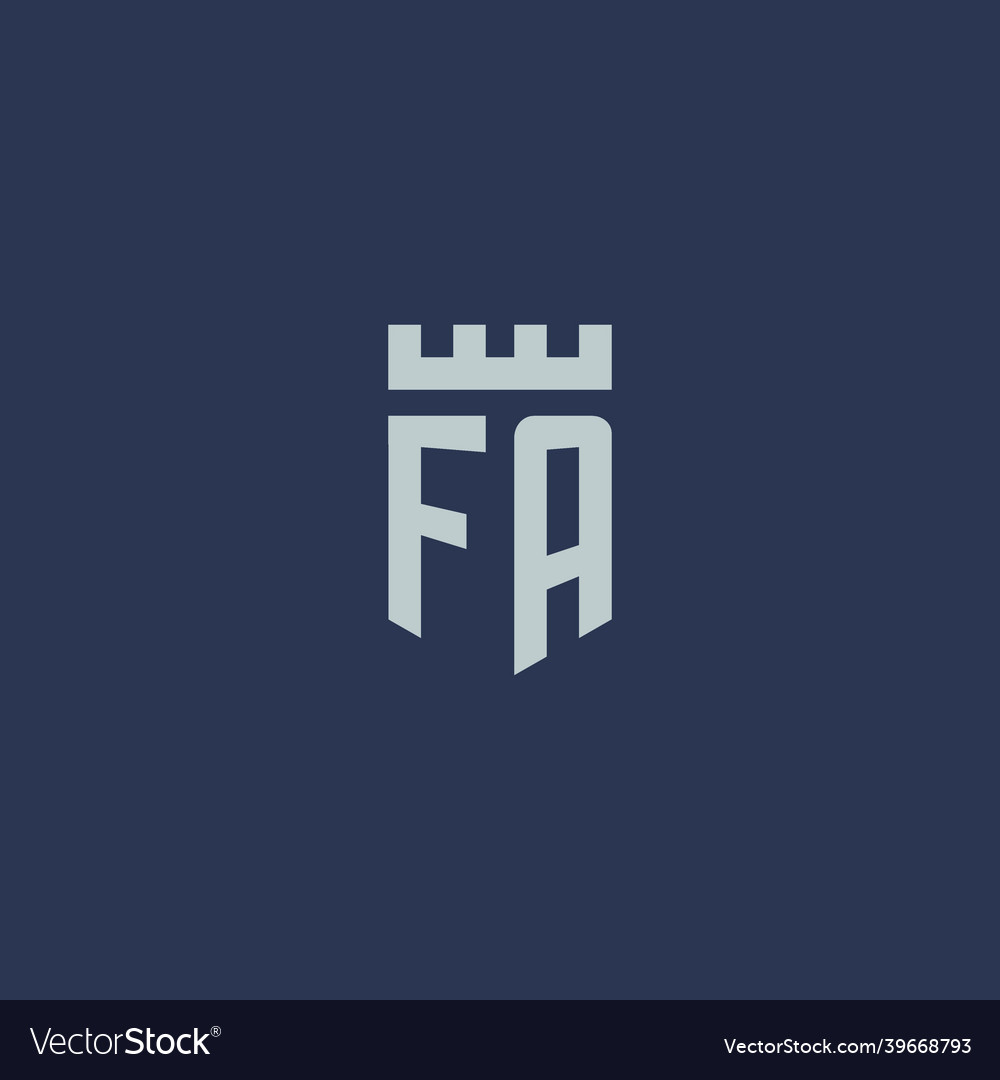 Fa logo monogram with fortress castle and shield