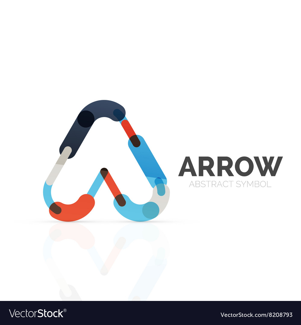 Linear arrow abstract logo connected multicolored