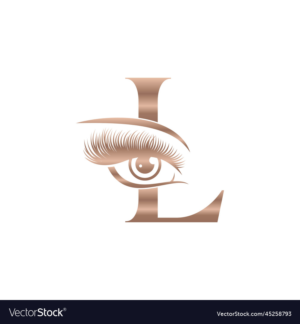 Luxury beauty eye lashes logo letter l