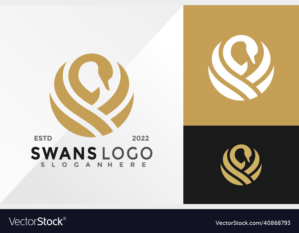 Luxury swan logo design template