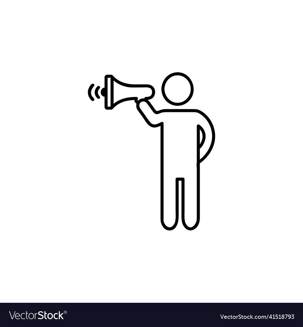 Man with megaphone icon thin line for web