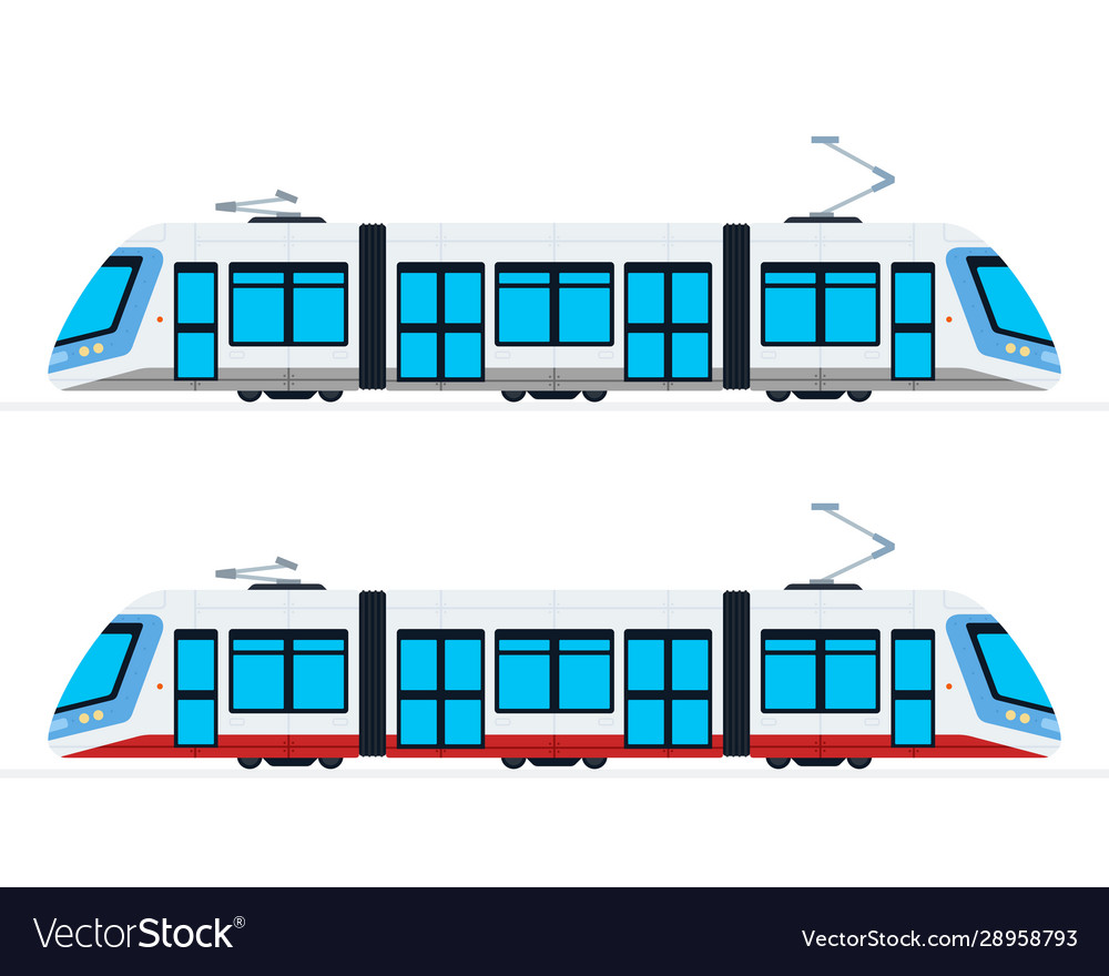 Municipal electric tram flat isolated Royalty Free Vector