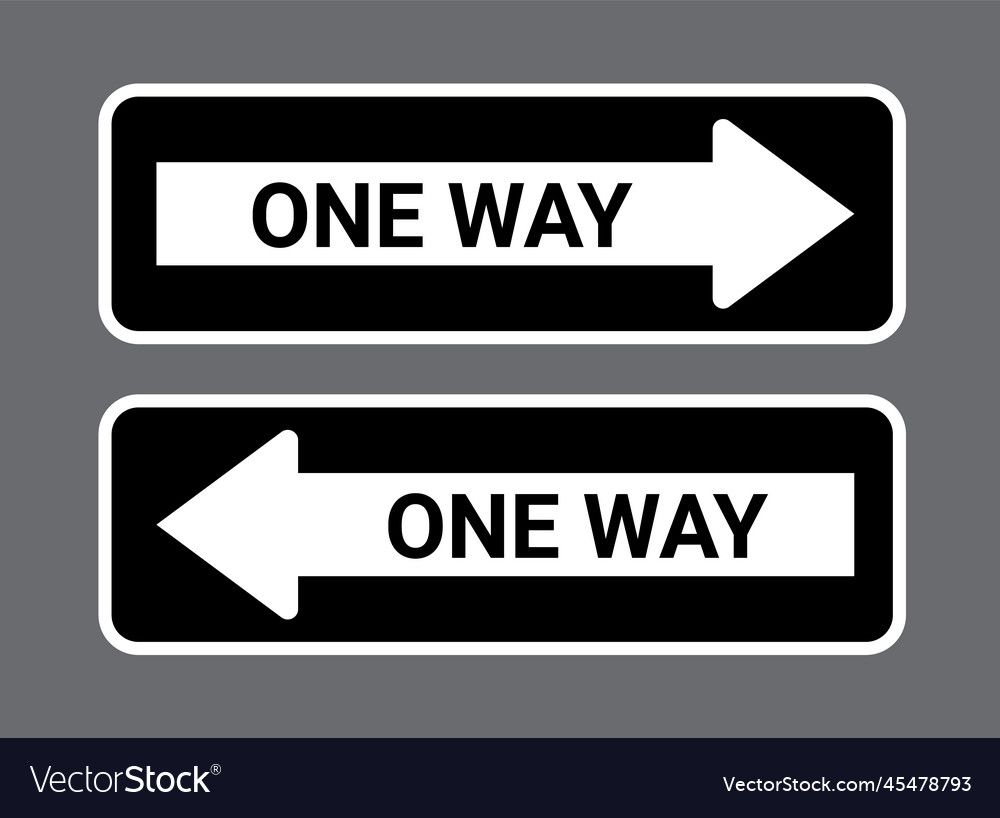 One Way Road Sign Traffic Direction Arrow Vector Image