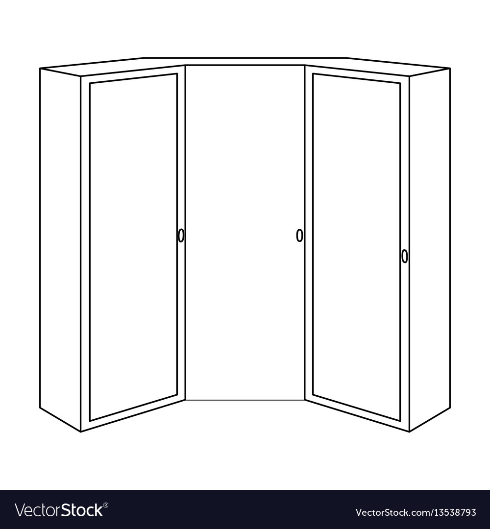 Pink Wardrobe With Two Doors And A Mirrorbedroom Vector Image