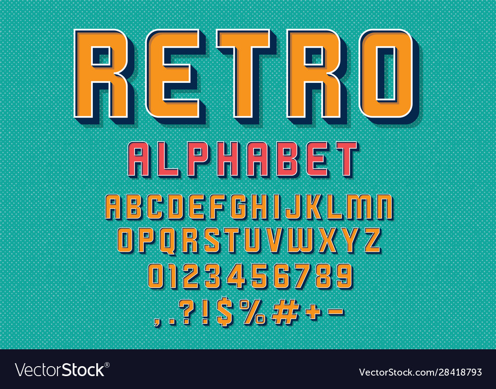 Retro font Royalty Free Vector Image - VectorStock