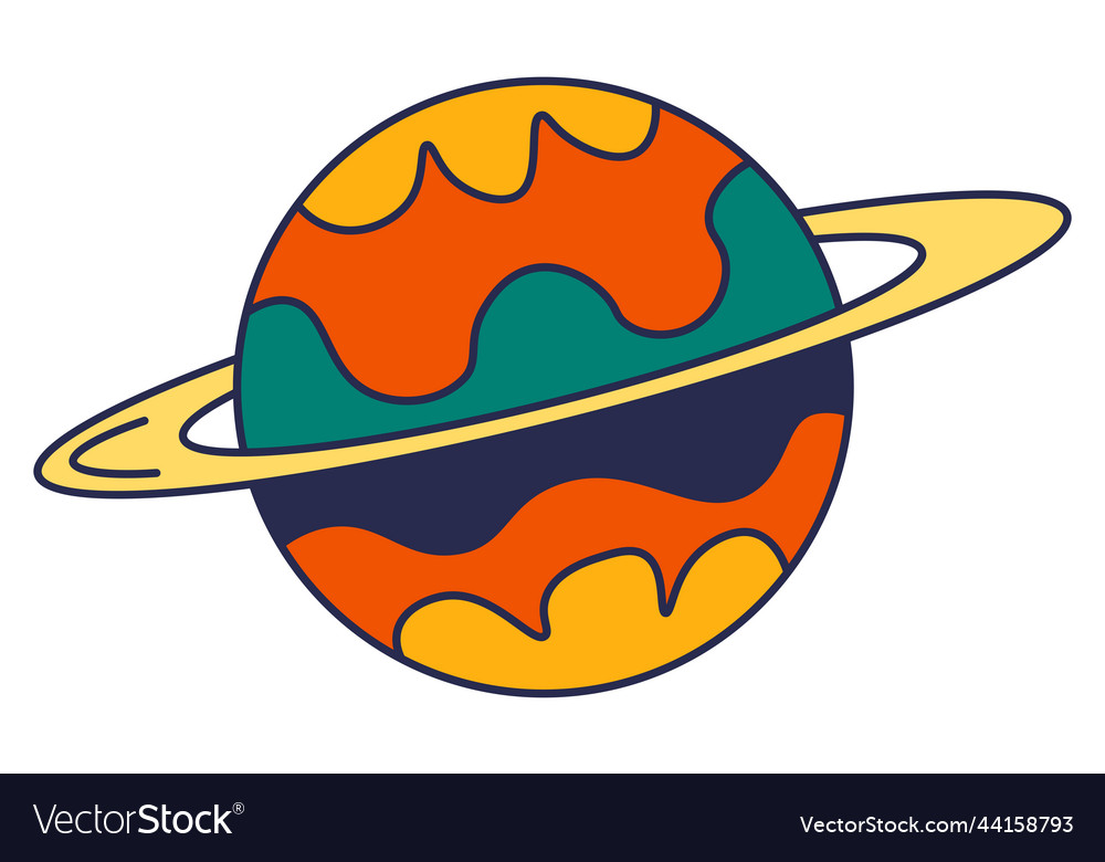 Saturn planet with disk space and cosmos body Vector Image