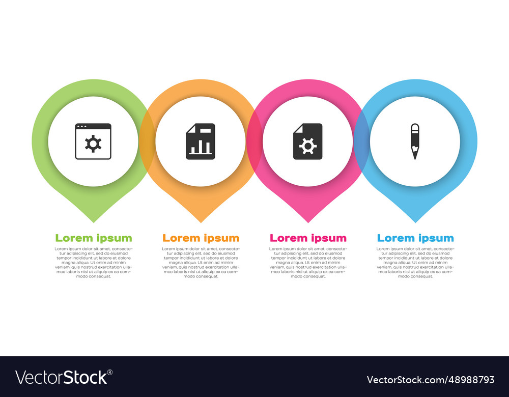 Set browser setting document with graph chart vector image Set browser setting document with graph chart