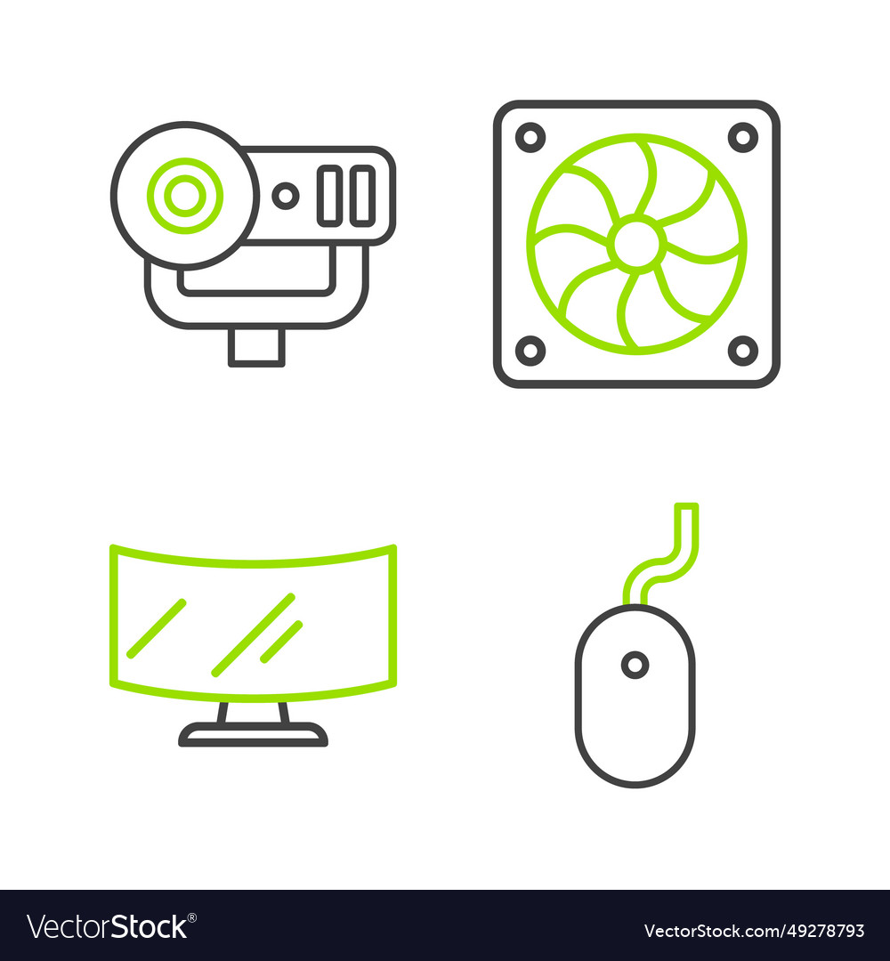Set line computer mouse monitor screen cooler vector image Set line computer mouse monitor screen cooler